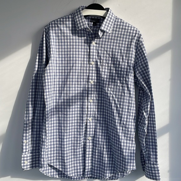 J. Crew Flex Thompson Flex Wrinkle Free Blue and White Shirt Large - Picture 14 of 17